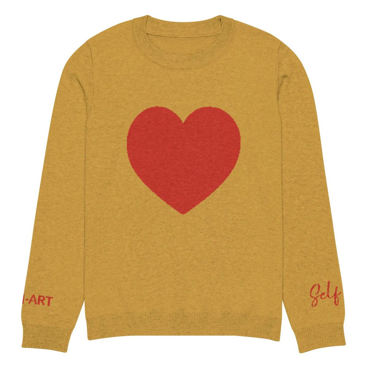 Hjerte - Strikket sweater med rund hals MUSARD
