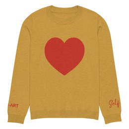 Hjerte - Strikket sweater med rund hals MUSARD