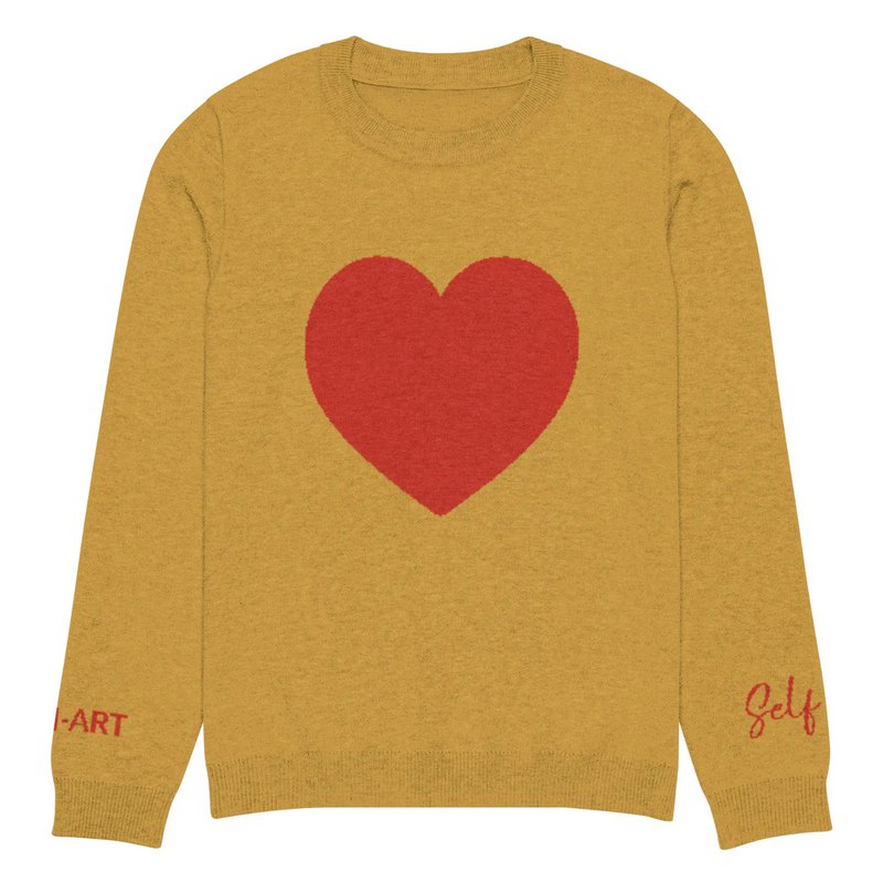 Hjerte - Strikket sweater med rund hals MUSARD