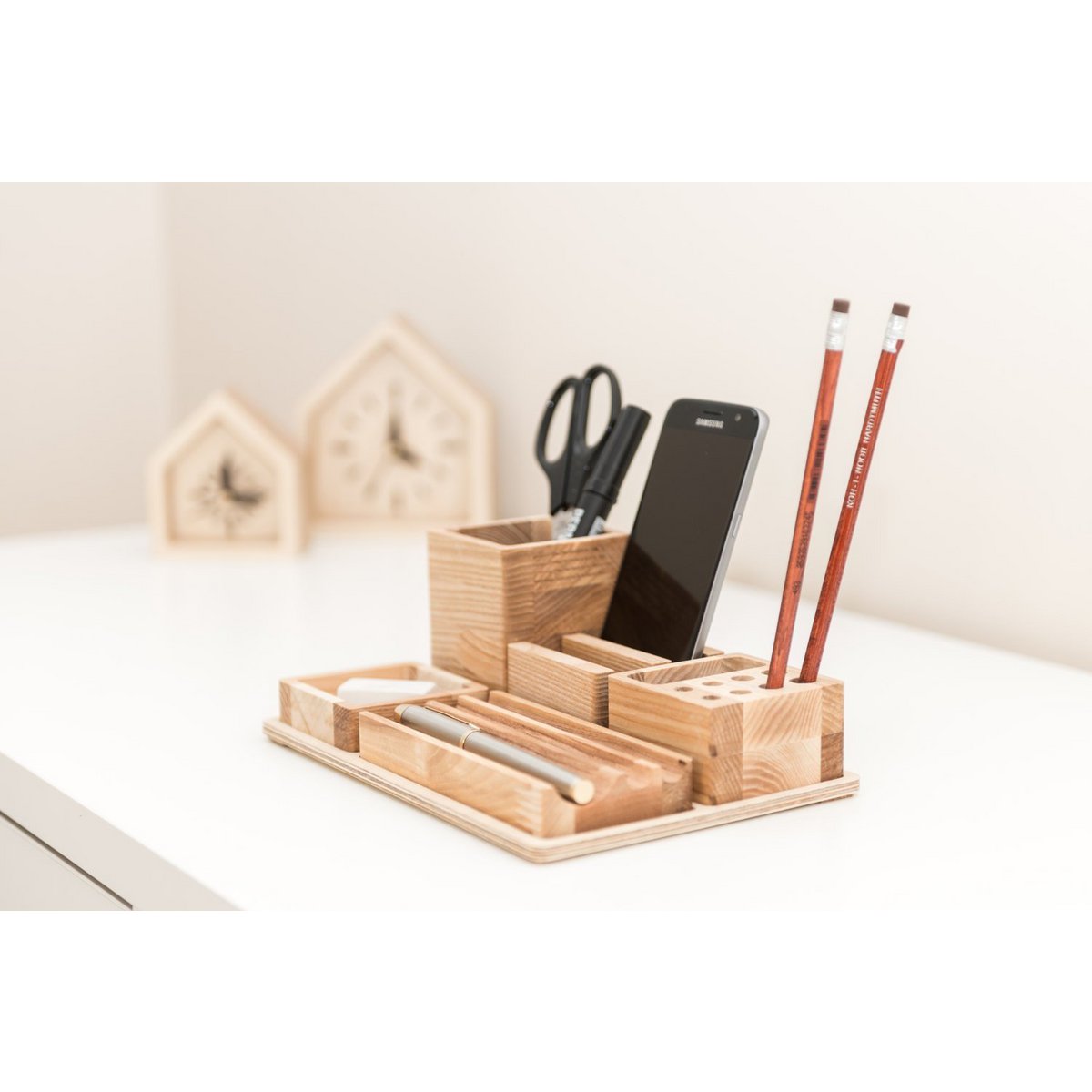 Wooden desk organizer, Desk organizer set