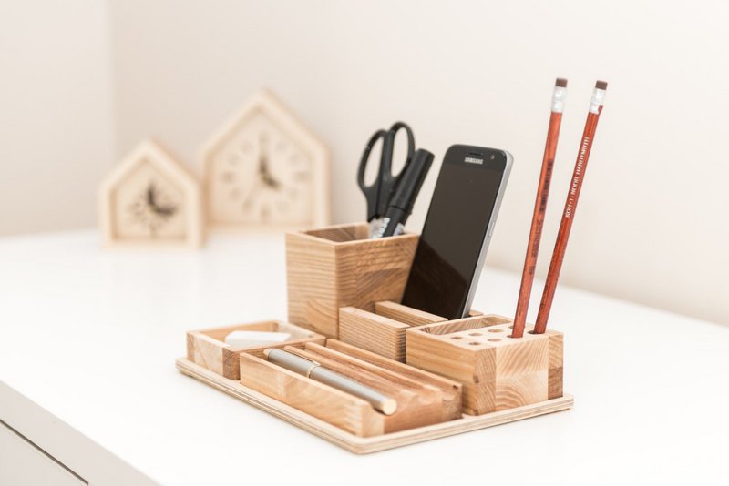 Wooden desk organizer, Desk organizer set
