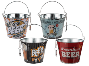 Metal Beer Bucket with Bottle Opener, Vintage