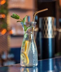 Flexible drinking straws made of stainless steel in gold - B2B set of 50, large 28cm