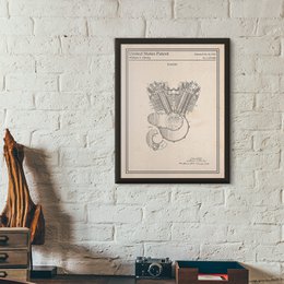 Affiche brevet Moteur Harley Davidson