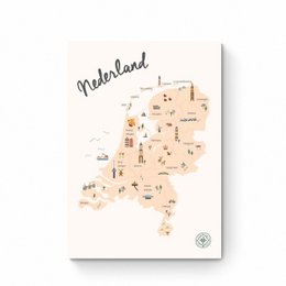 Netherlands - Children's Room Map Poster - Beige