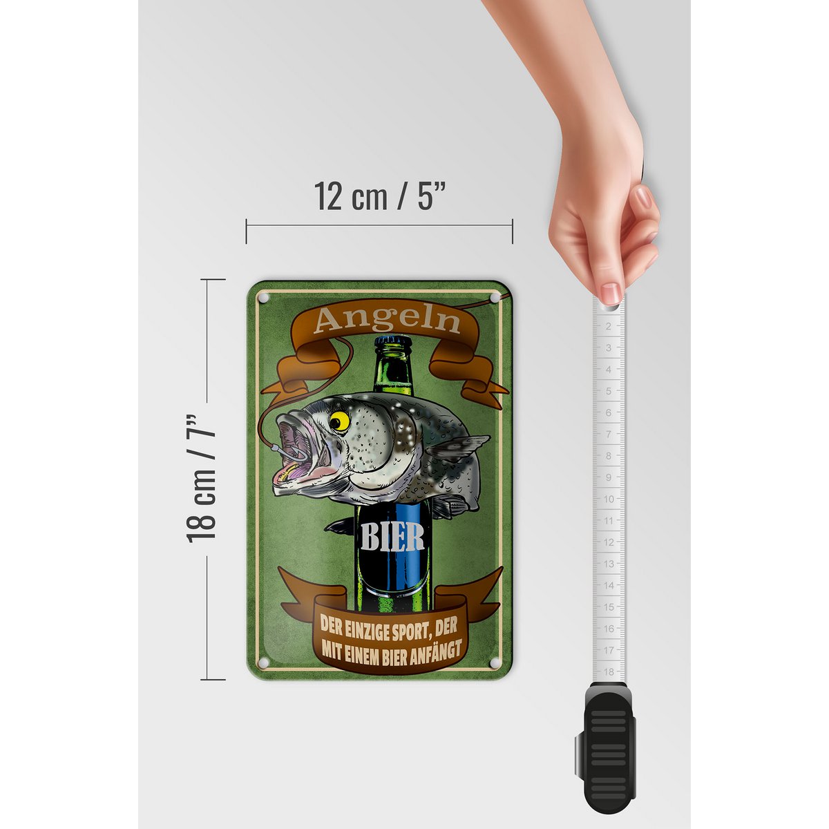 Tin sign saying 12x18cm fishing beer the only sport decoration