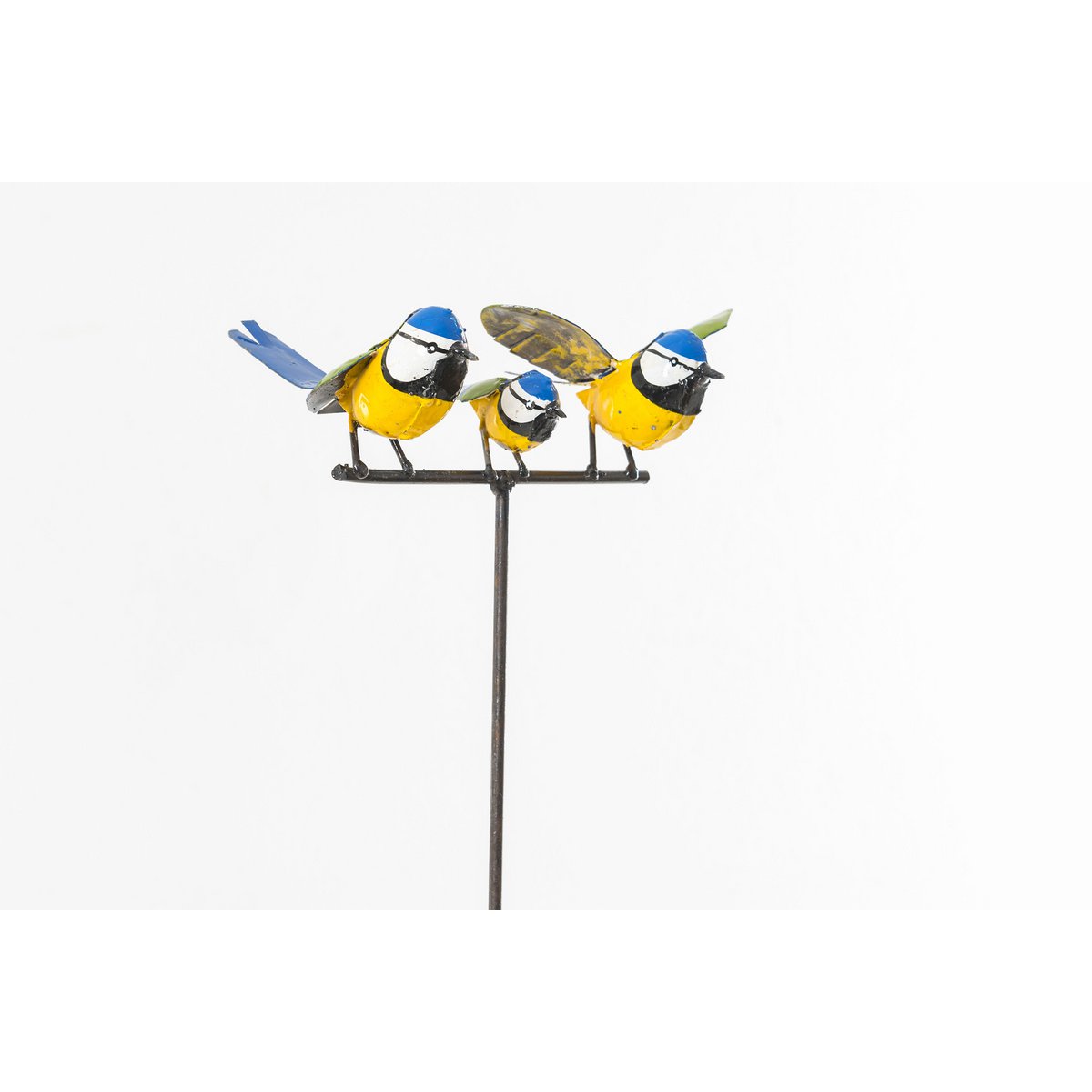 METAL FAM OF 3 BLUE TIT ON STICK