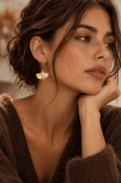 Ginkgo Whisper – Cerchi Foglia Ginkgo con Perla Oro