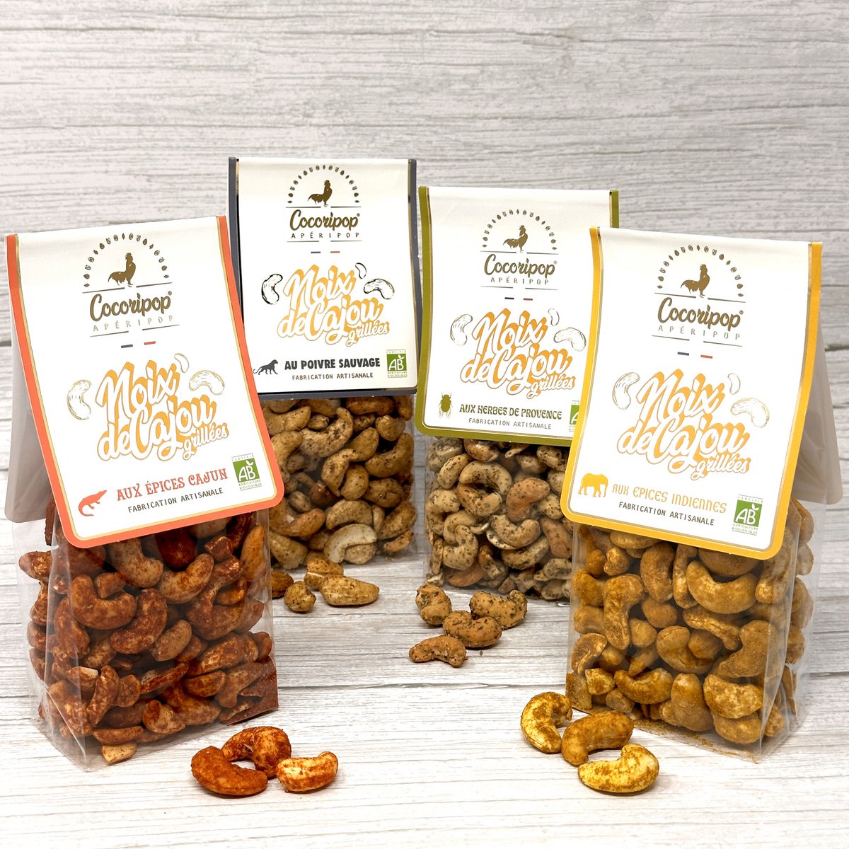Roasted cashew nuts pack 4 recipes. x32 bags. (Aperitif, salty)