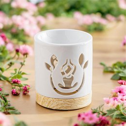 Bruciatore di Profumo Serie Céramy – Yogi – Portacandela in Ceramica Laccata – Diffusione di Cere Profumate, Oli Essenziali – Idea Regalo Decorativa