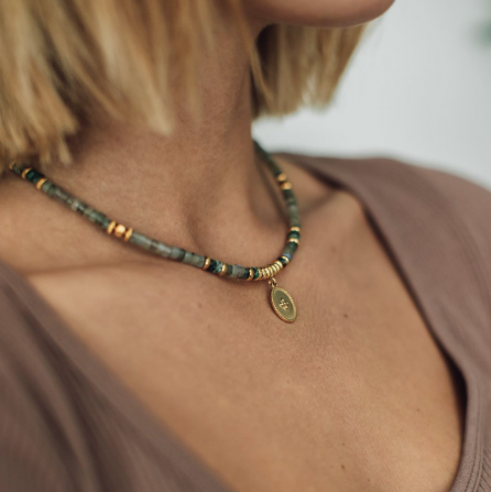 HEISHI LABRADORITE / TURQUOISE NECKLACE