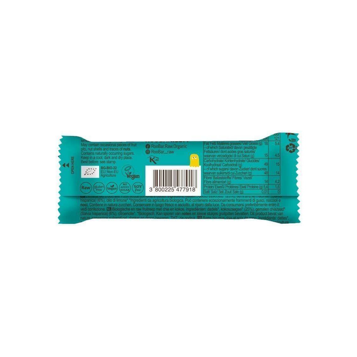 Chia & Coconut Bar, organic, Roobar, 30g