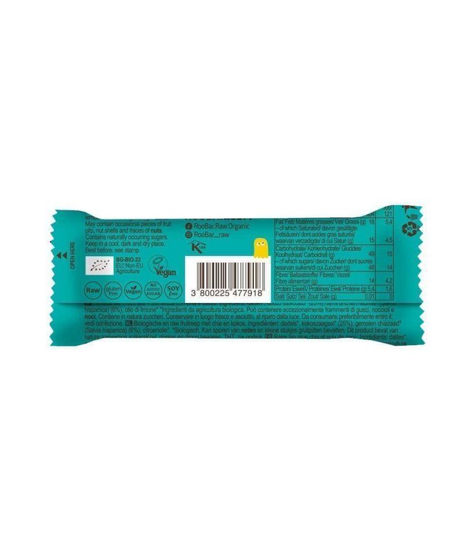 Chia & Coconut Bar, organic, Roobar, 30g