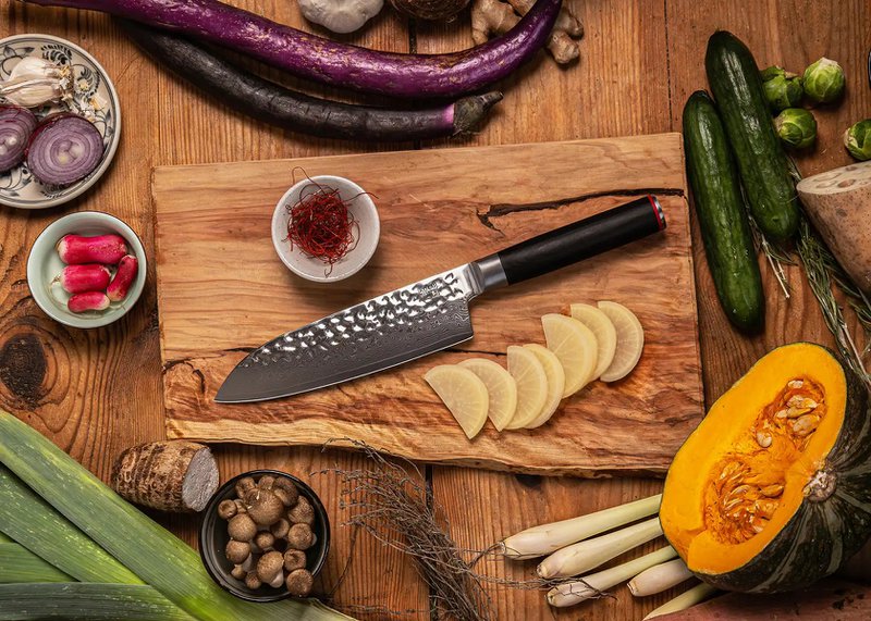 Navaja Multiusos Santoku Damasco - Hoja de 180 mm