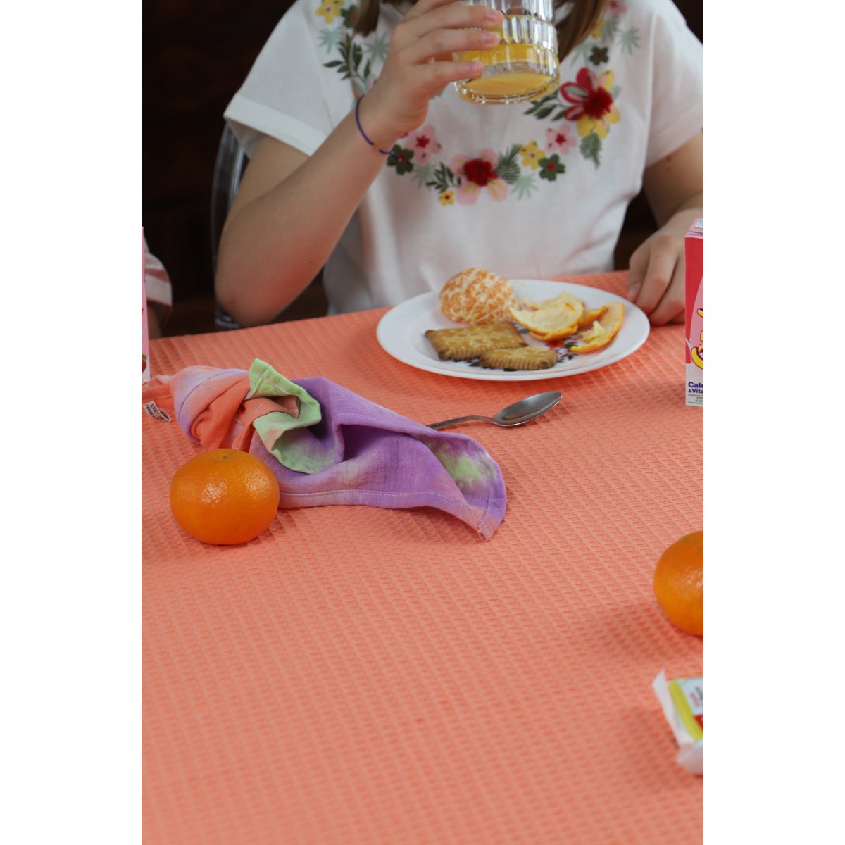 Einfarbige orangefarbene Tischdecke - Geprägtes Orange