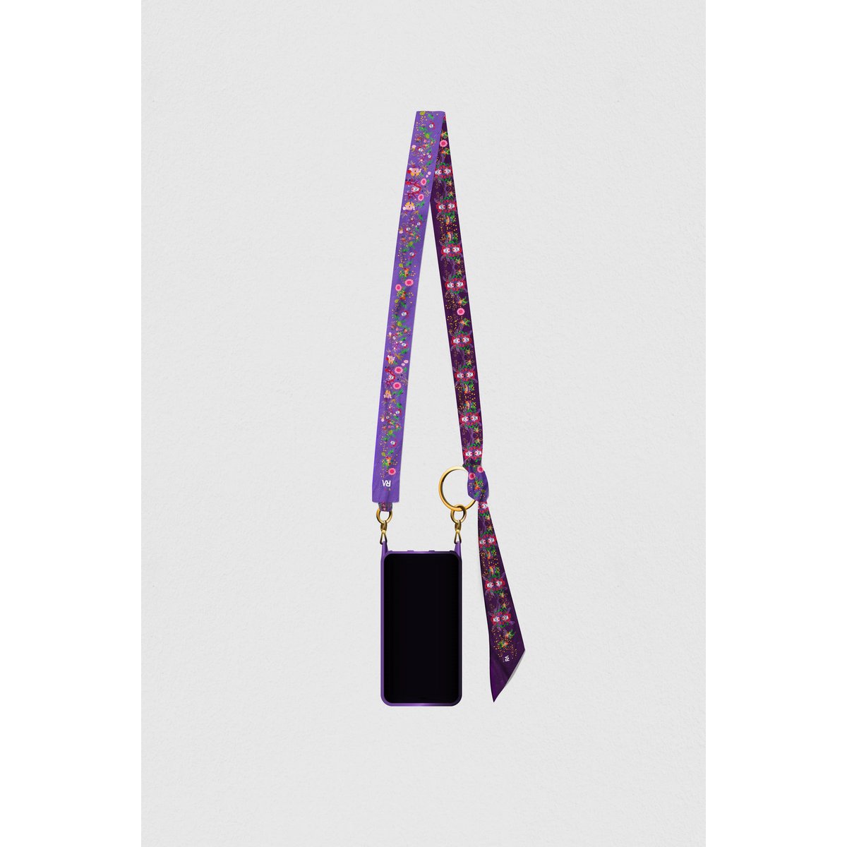 Virginieriou - Telephone shoulder "Scents" - 100% Recycled polyester Twill - blue/ shells - 128 cm x 5 cm