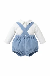 Conjunto bebé niño pana, peto y top