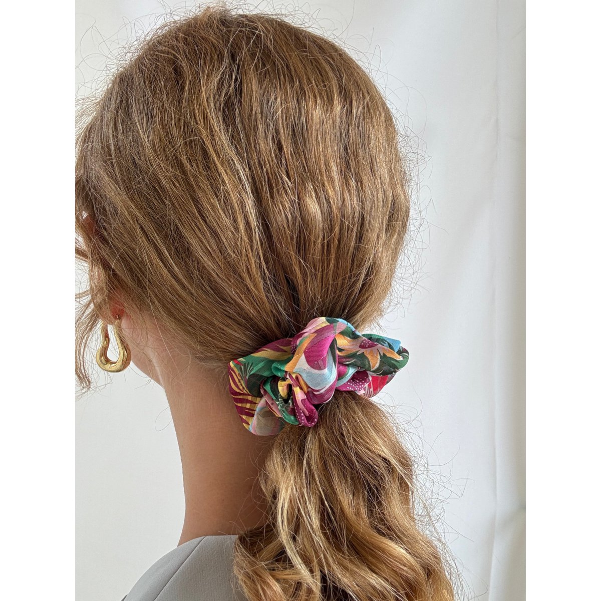 Scrunchie - Bunte Chiffon Blumen - Recycelt