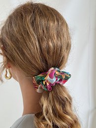 Scrunchie - Bunte Chiffon Blumen - Recycelt