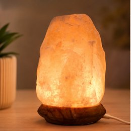Lampa USB z kryształem soli himalajskiej – Rock 600g – Podstawa drewniana – Przedmiot dekoracyjny