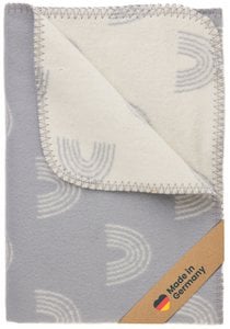 Babydeken biologisch katoen, Made in Germany, regenboog - grijs