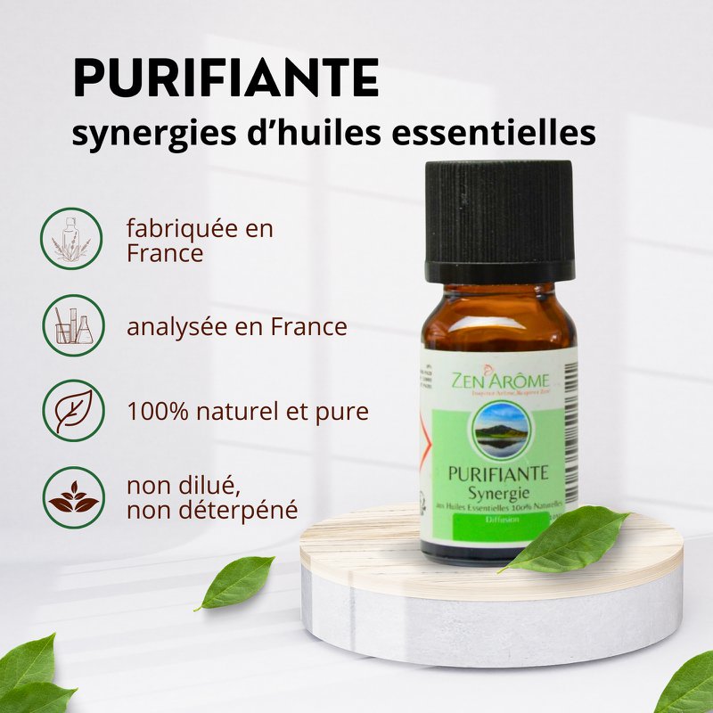 Synergie van etherische oliën - Zuiverend - 10 ml - Gebruik voor diffusie - Verpakt in Frankrijk