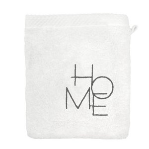 Waschlappen 16 cm x 21 cm "HOME" weiß