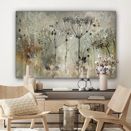 Lærredsmaleri - vægdekoration - blomster - grå - natur - kunst