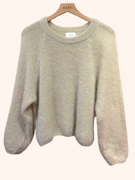 Pull col rond manches raglan en 76% mohair et laine