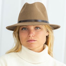 CHAPEAU FEUTRE - lien cuir, bord cousu