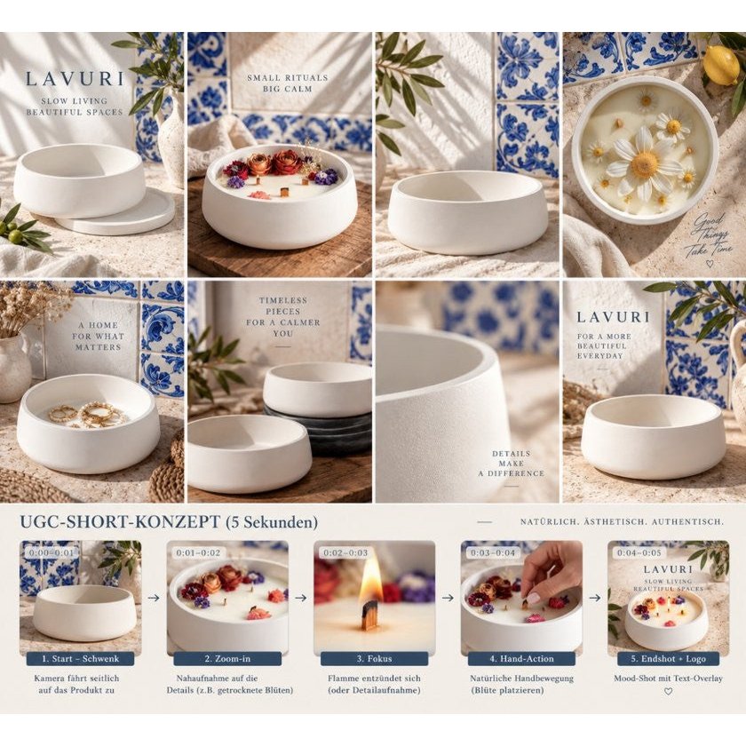 LAVURI Milano 186 – Handgemaakte decoratieve kom broodmand DIY kaars