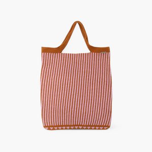 Striped square top handle bag | Ochre