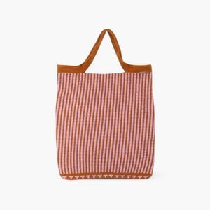 Striped square top handle bag | Ochre