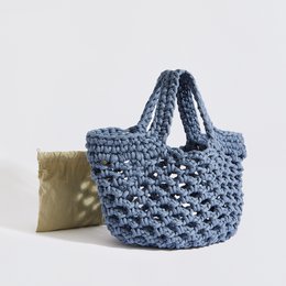 “Ingrid” gehaakte mandtas met waterdicht etui denimblauw