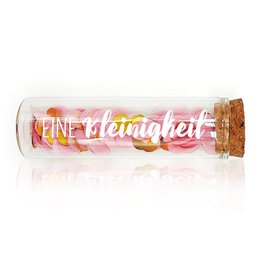 Geldgeschenk Röhrchen "EINE KLEINIGKEIT", Weiß mit rosa Konfetti