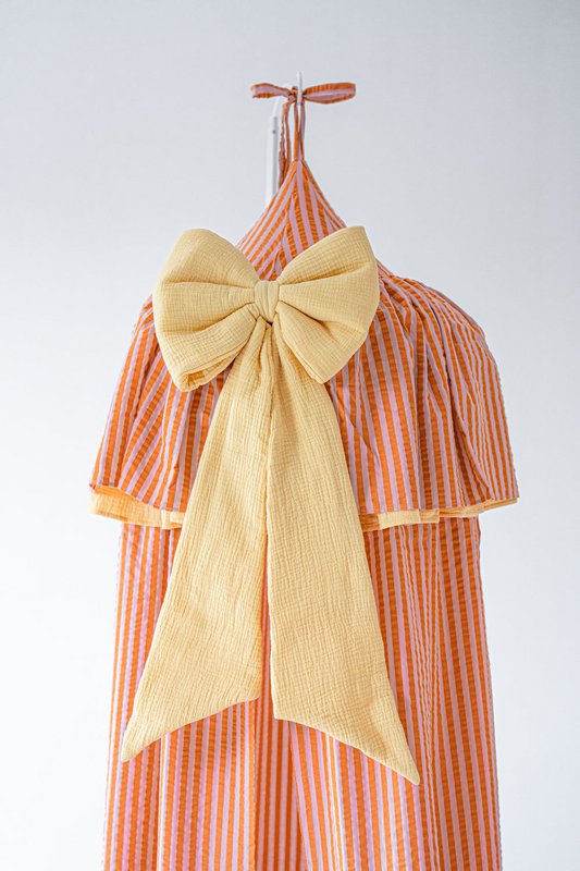 Dosel infantil con volante "naranja y rosa"
