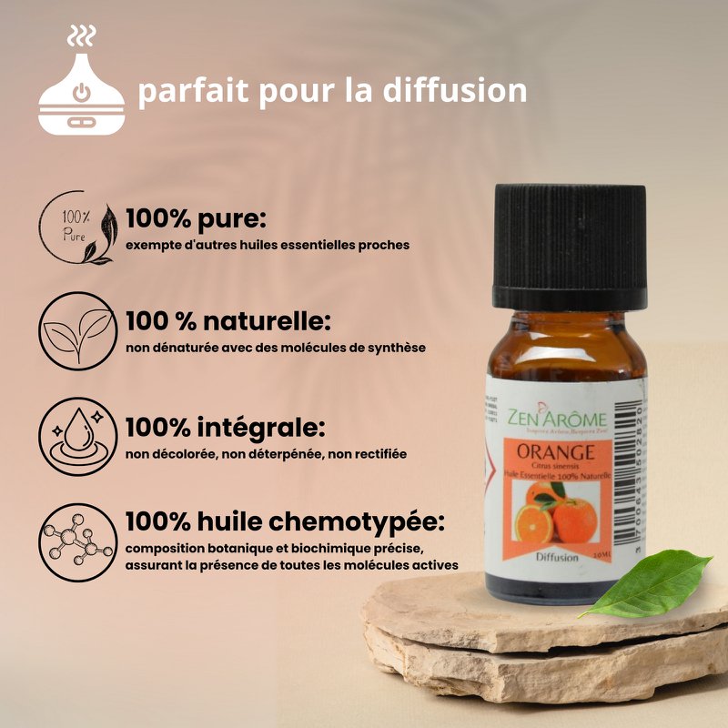 Essential Oil – Sweet Orange - 10 ml – Use for Diffusion – Packaged in France