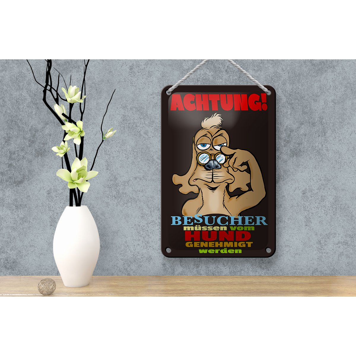 Tin sign saying 12x18cm Attention visitor dog approved decoration