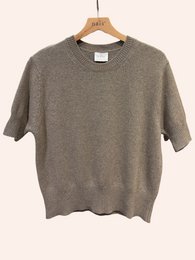 Pull col rond manches courtes en 50% cachemire et 22% laine