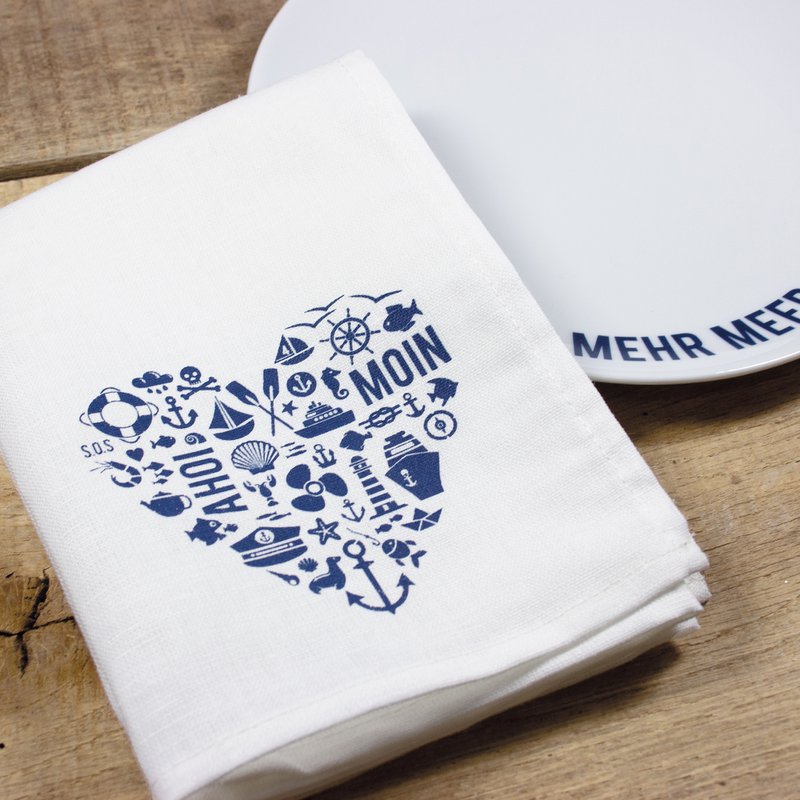 maritime half-linen napkin heart "Nordic by Heart"