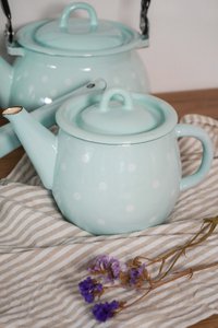 Emaille-Teekanne Polka Dot blau 1L Isabelle Rose