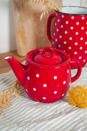 Enamel teapot Polka dot red 1L Isabelle Rose