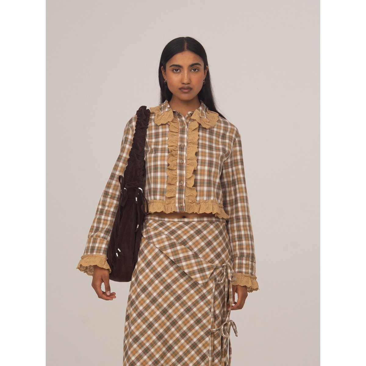 Willow Brown Plaid Crop Shirt