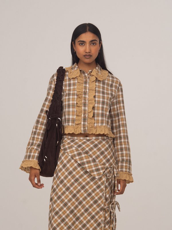 Willow Brown Plaid Crop Shirt