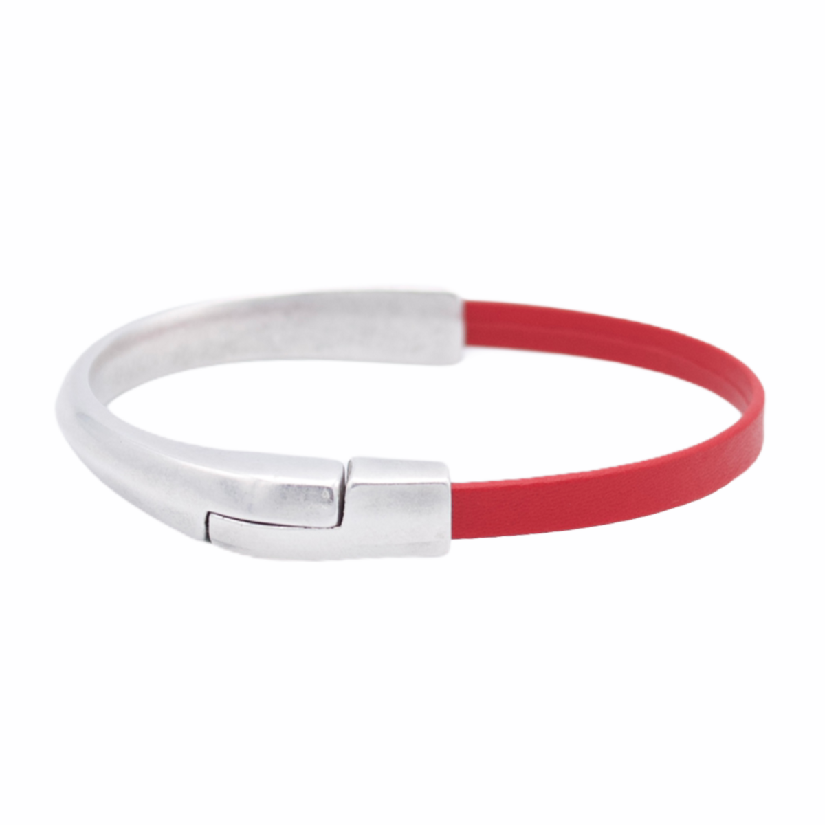 AMACAYACÚ (zilver) leren armband met magnetische sluiting