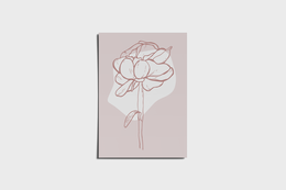 Boho abstract rose poster in matte or glossy finish, available in sizes a6, a5, a4, and a3.