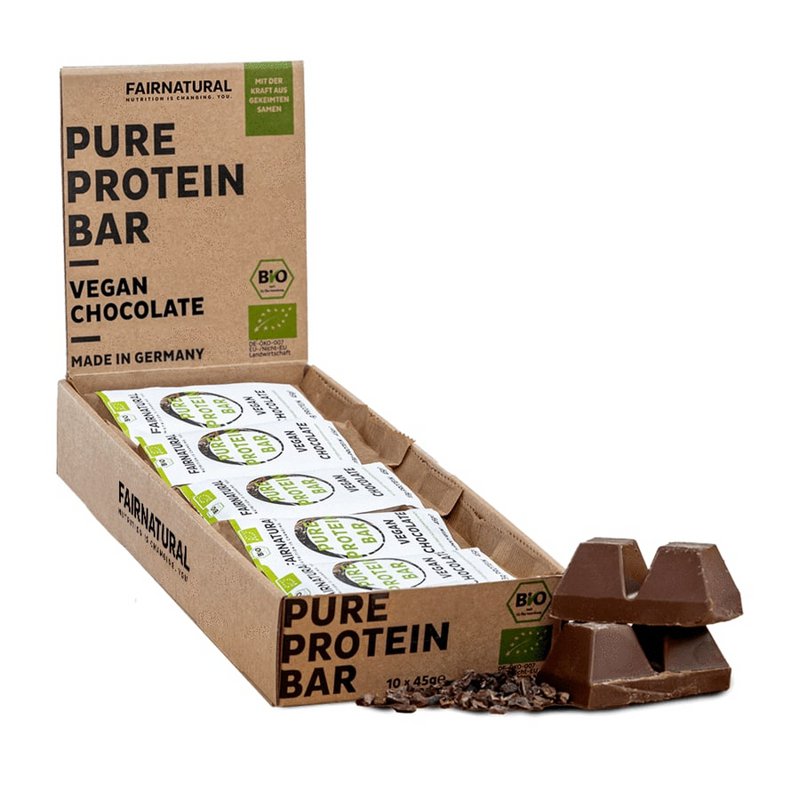 Barretta proteica biologica vegana al cioccolato senza soia