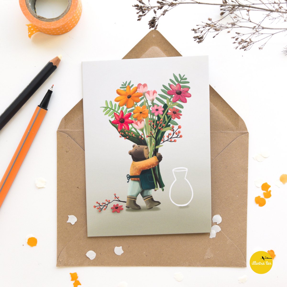 Greeting card Bloemenbeer
