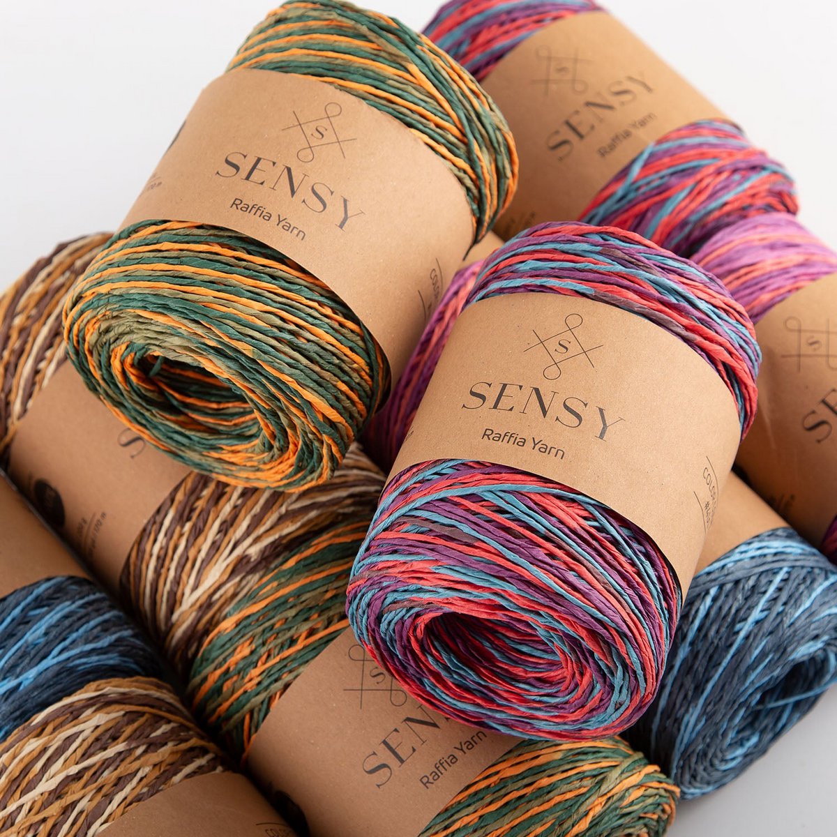Sensy Premium 185 iarde %100 Filato di rafia multicolore in carta