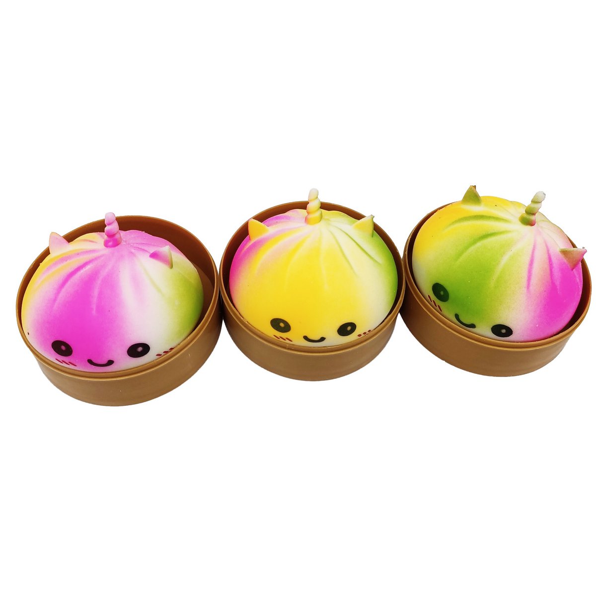 R-A3.2 TOY2610-112 Squishy Dumpling 8,5 cm Eenhoorn Regenboog - 12 stuks